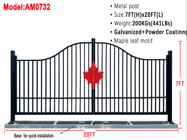 AllMetal Metal Farm Driveway Gate, 20FTx7FT