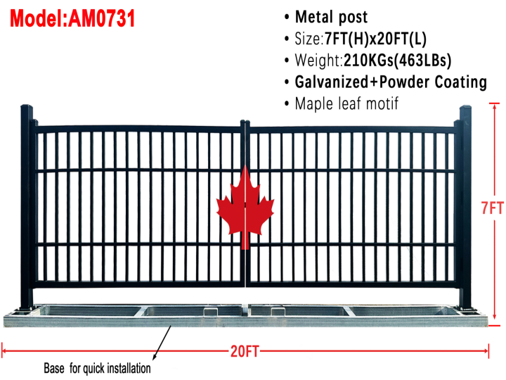 AllMetal Metal Farm Driveway Gate, 20FTx7FT