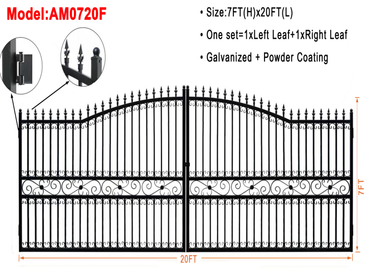 AllMetal Metal Farm Driveway Gate, 10FTx7FT