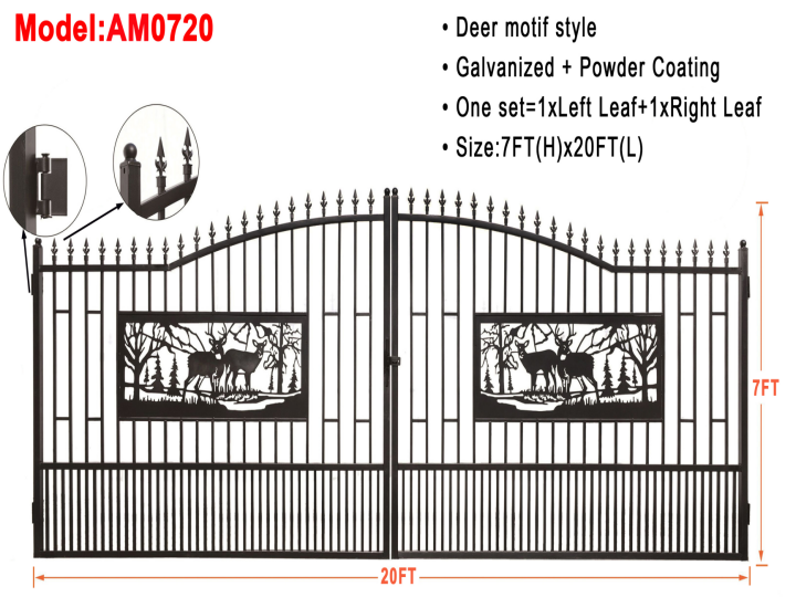 AllMetal Metal Farm Driveway Gate, 10FTx7FT
