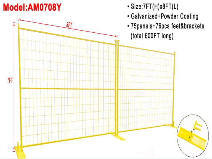 AllMetal Construction Site Fence, 8FTx7FT
