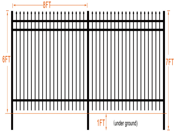 AllMetal Powder Coated Steel Site Fence, 8FTx6FT