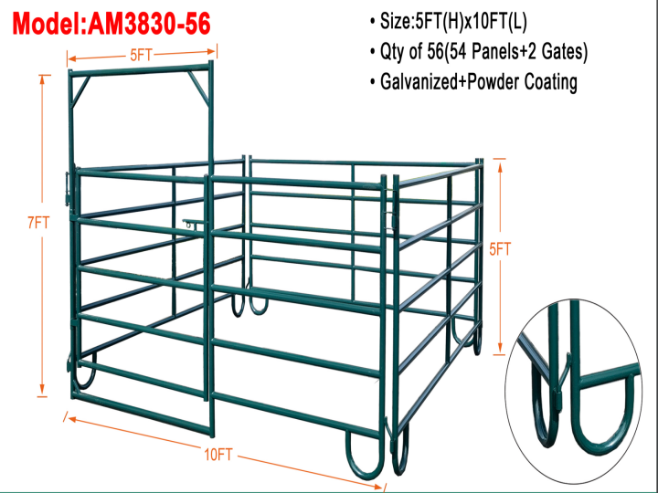 AllMetal Powder Coated Corral Panel, 10FTx5FT
