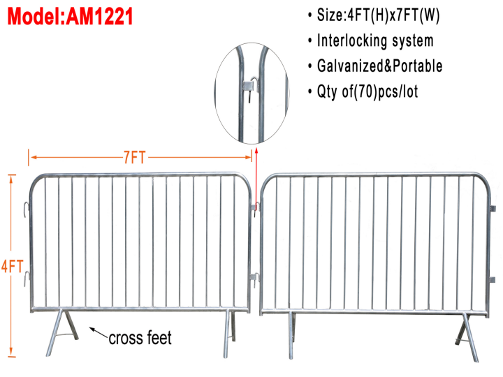 AllMetal Movable crowd control Fence, 7.5FTx6FT