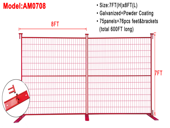 AllMetal Construction Site Fence, 8FTx7FT