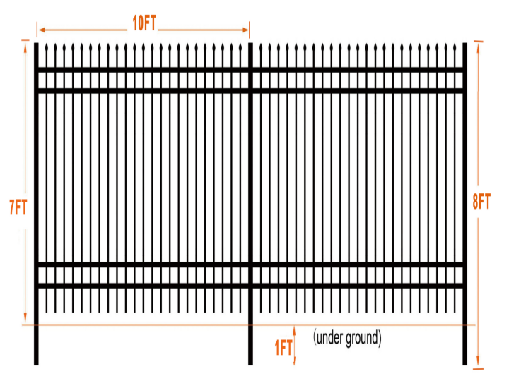 AllMetal Powder Coated Steel Site Fence, 10FTx7FT